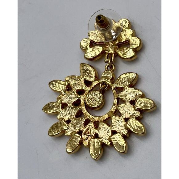 Amrita Singh Red Cabochon and Rhinestone Sunburst Chandelier Earrings - Picture 3 of 15